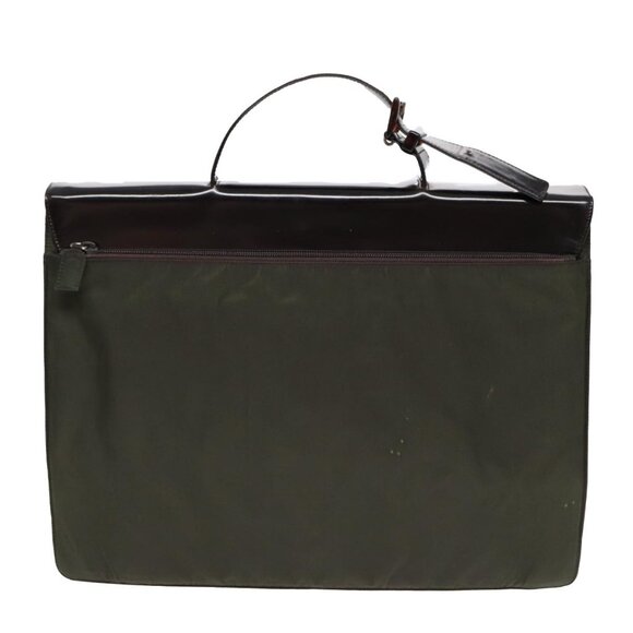 PRADA Business Bag Nylon Khaki Silver Auth bs16524 - Picture 3 of 16